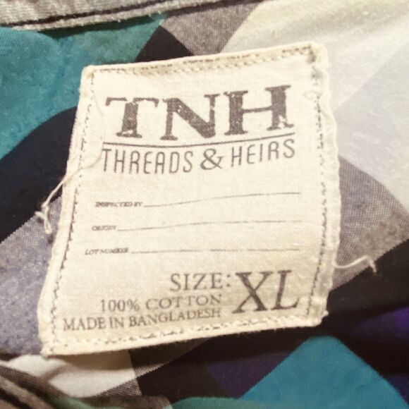 Threads & Heirs Plaid Shirt Men's Size X-Large Multicolor Long Sleeve Button Up - Picture 9 of 10